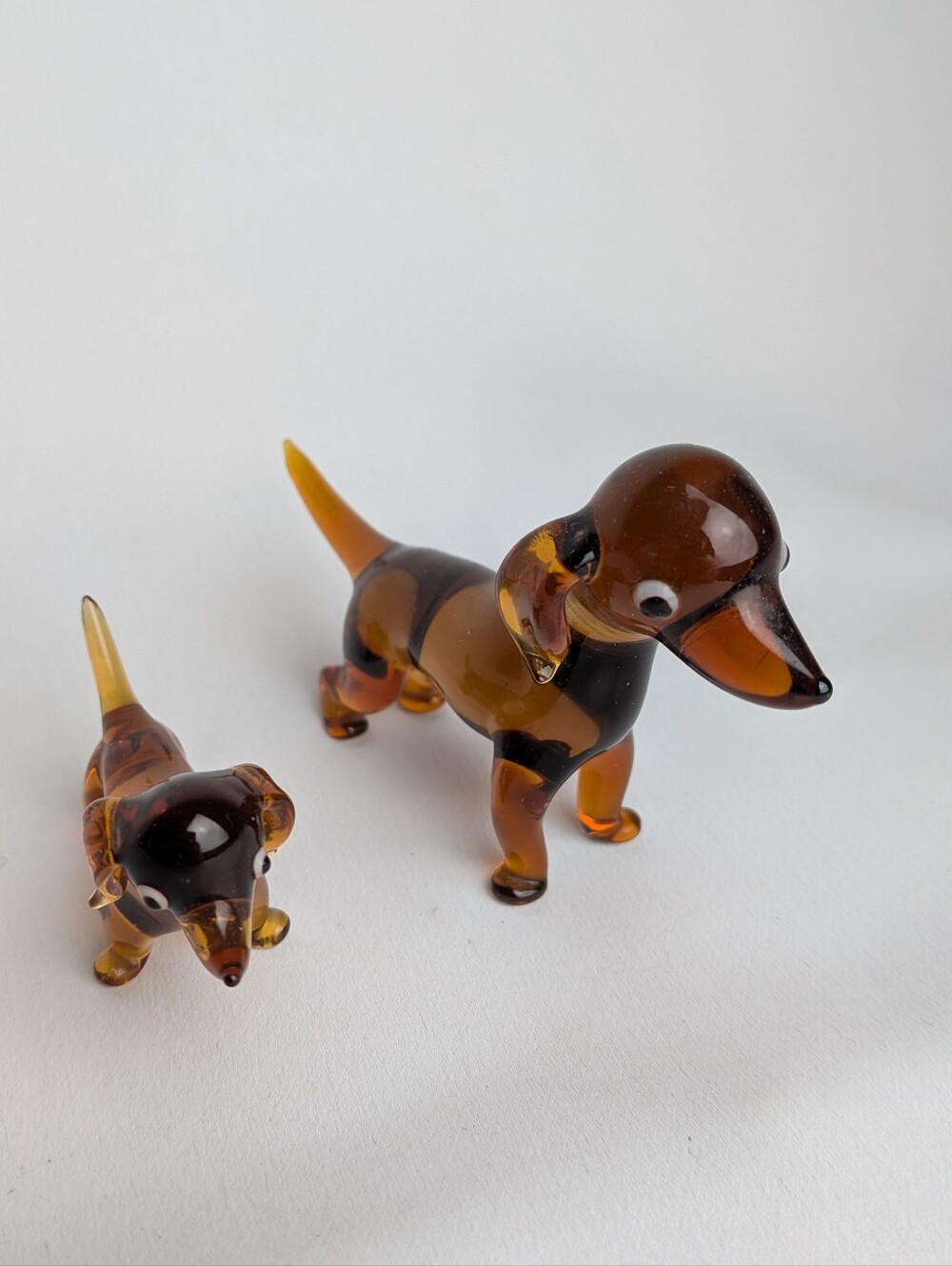 MURANO ORANGE GLASS DACHSHUND DOG FIGURINE STATUE Art Deco